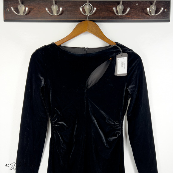 Armani Exchange Black Velvet Dress Luxe Bodycon Designer Size Small NWT Limited - Picture 5 of 9